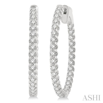 1 Ctw Inside-Out Round Cut Diamond Hoop Earrings in 14K White Gold